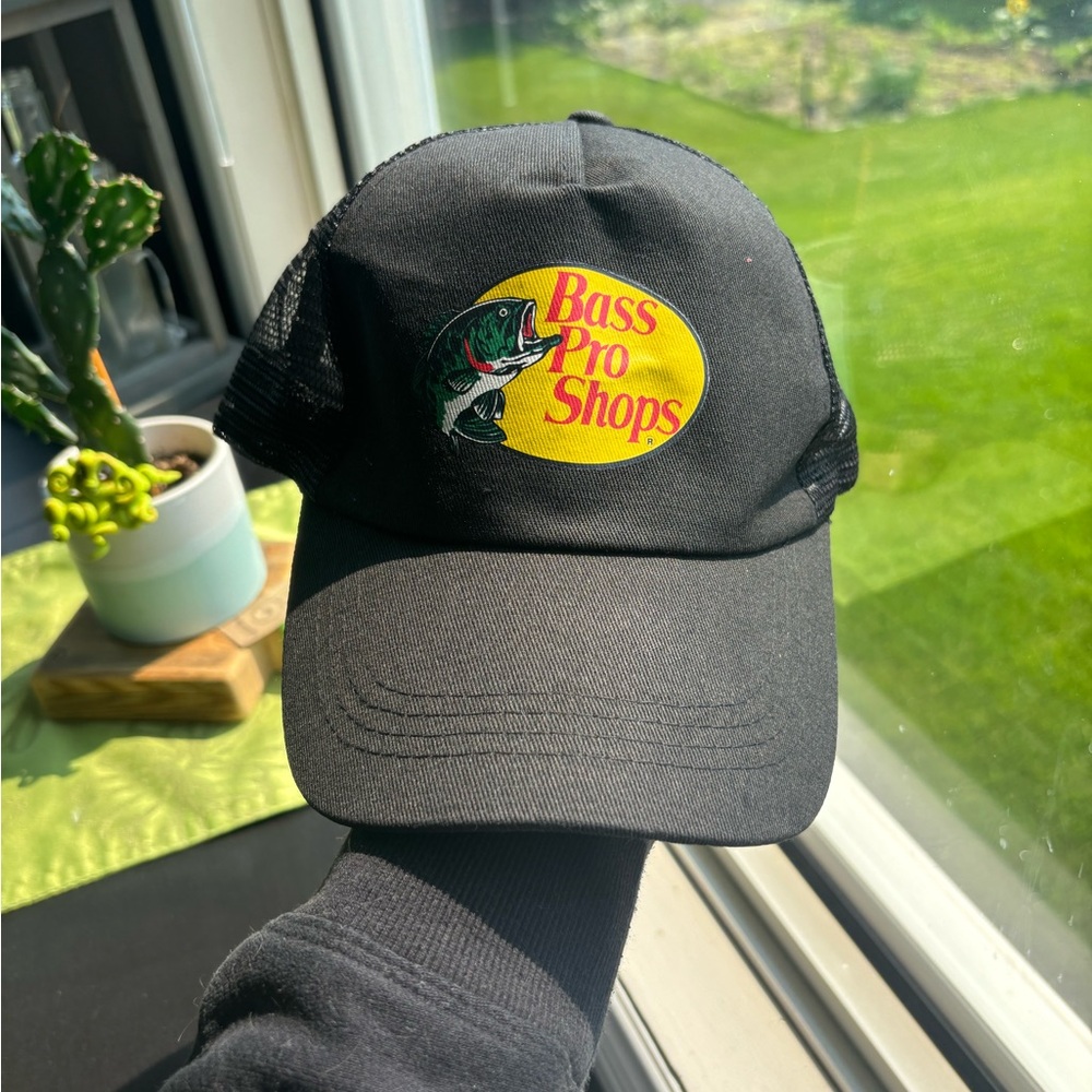 Bass Pro Shops Black Hat with Yellow Logo